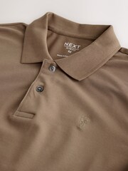 Brown Light Slim Fit Short Sleeve Pique Polo Shirt - Image 7 of 7