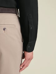 Charles Tyrwhitt Black Long Sleeve Cotton Stretch Smart Pique Polo Shirt - Image 3 of 6