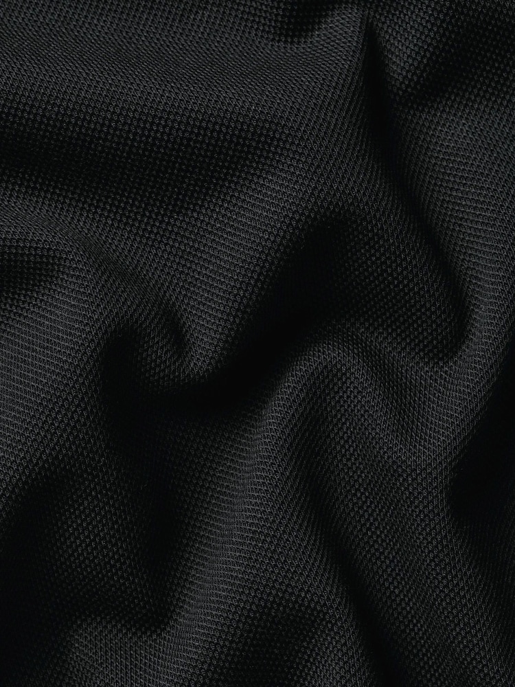 Charles Tyrwhitt Black Long Sleeve Cotton Stretch Smart Pique Polo Shirt - Image 6 of 6
