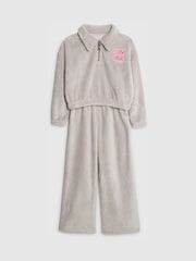 River Island Grey Cosy Club Velour Half Zip & Joggers Set - Image 3 of 5