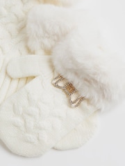 River Island Cream Core Beanie Gloves & Scarf Bundle Set - Image 3 of 3