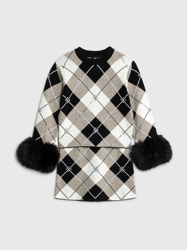 River Island Embellished Argyle Jumper & Skirt Set - Bild 1 von 4
