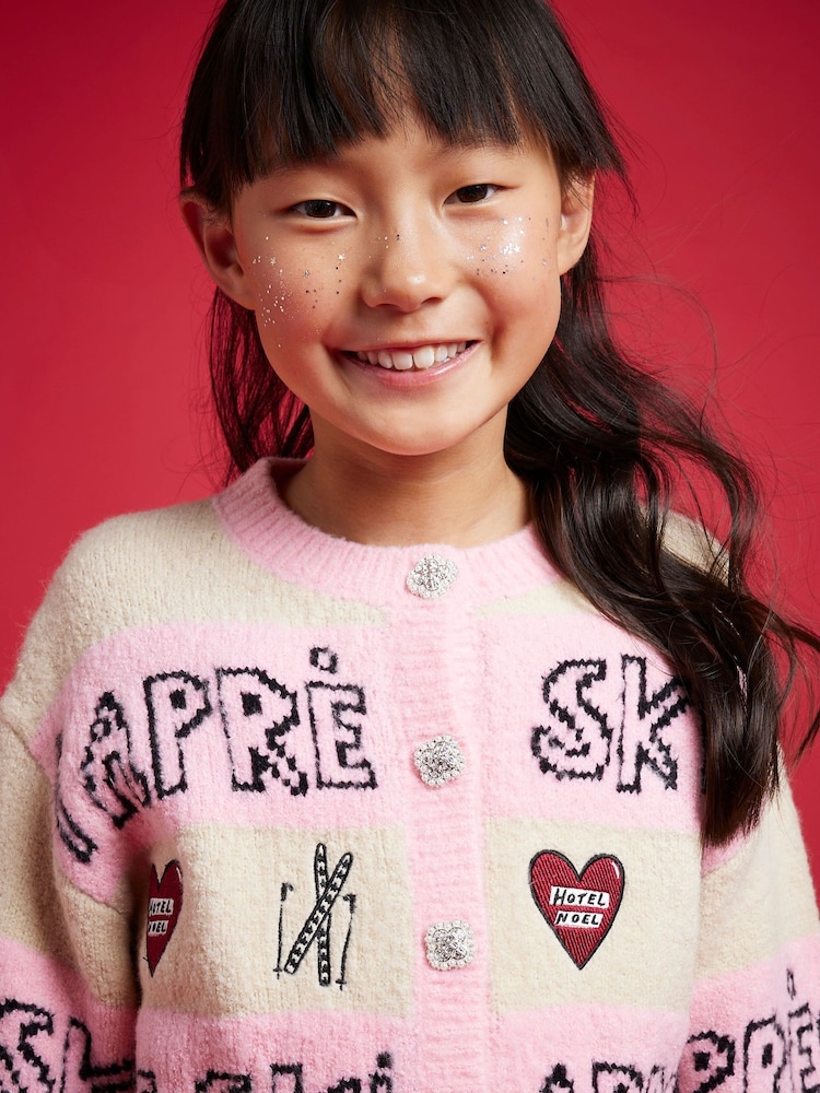 River Island Pink Apres Ski Christmas Cardigan - Image 1 of 4