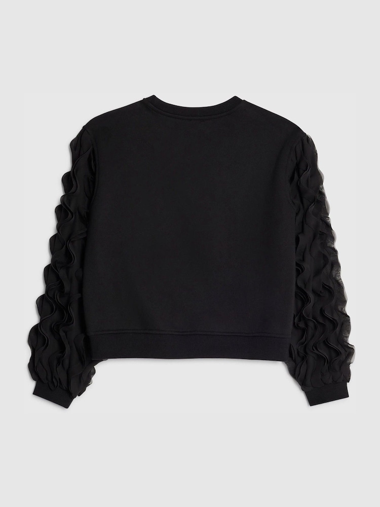 River Island Embellished Ruffle Sleeve Sweatshirt - صورة 2 من 4 River Island Embellished Ruffle Sleeve Sweatshirt - صورة 2 من 4