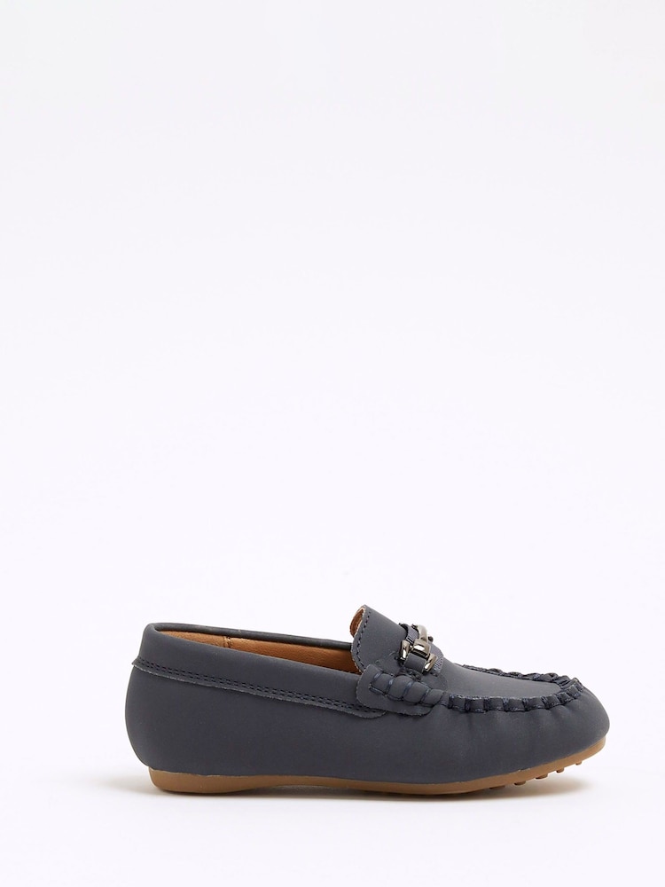 River Island Blue Buckle Chain Loafers - Image 1 of 5 River Island Blue Buckle Chain Loafers - Image 1 of 5