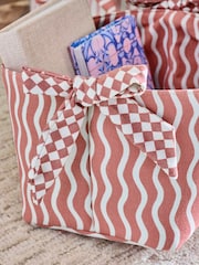 Set of 3 Pink Stripe Bow Storage Baskets - Image 3 of 6