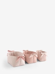 Set of 3 Pink Stripe Bow Storage Baskets - Image 4 of 6