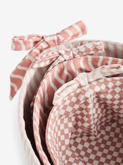 Set of 3 Pink Stripe Bow Storage Baskets - Image 6 of 6