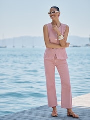 Love & Roses Red Gingham Petite Straight Leg Crop Jeans - Image 3 of 4