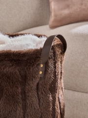 Chocolate Brown Faux Fur Storage Basket - Image 2 of 3