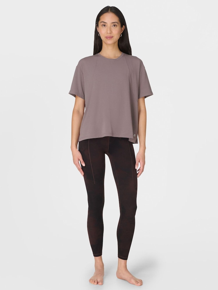 Sweaty Betty Brown Soft Flow Studio T-Shirt - Image 2 of 7 Sweaty Betty Brown Soft Flow Studio T-Shirt - Image 2 of 7