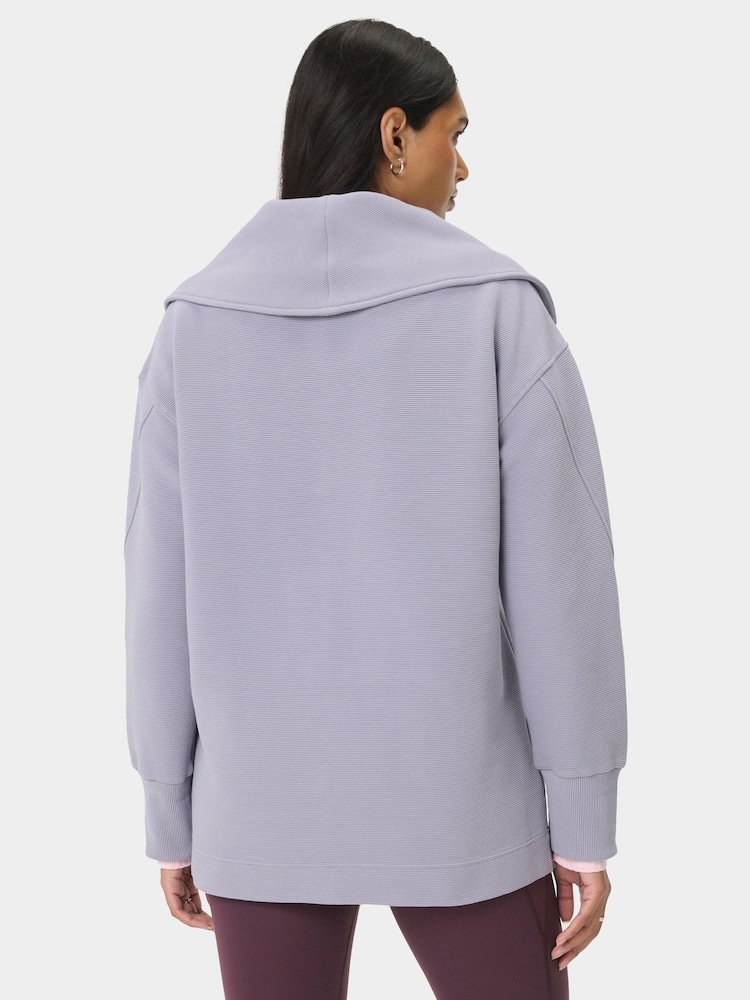 Sweaty Betty Grey Peaceful Rib Half Zip Sweatshirt - Image 2 of 6 Sweaty Betty Grey Peaceful Rib Half Zip Sweatshirt - Image 2 of 6