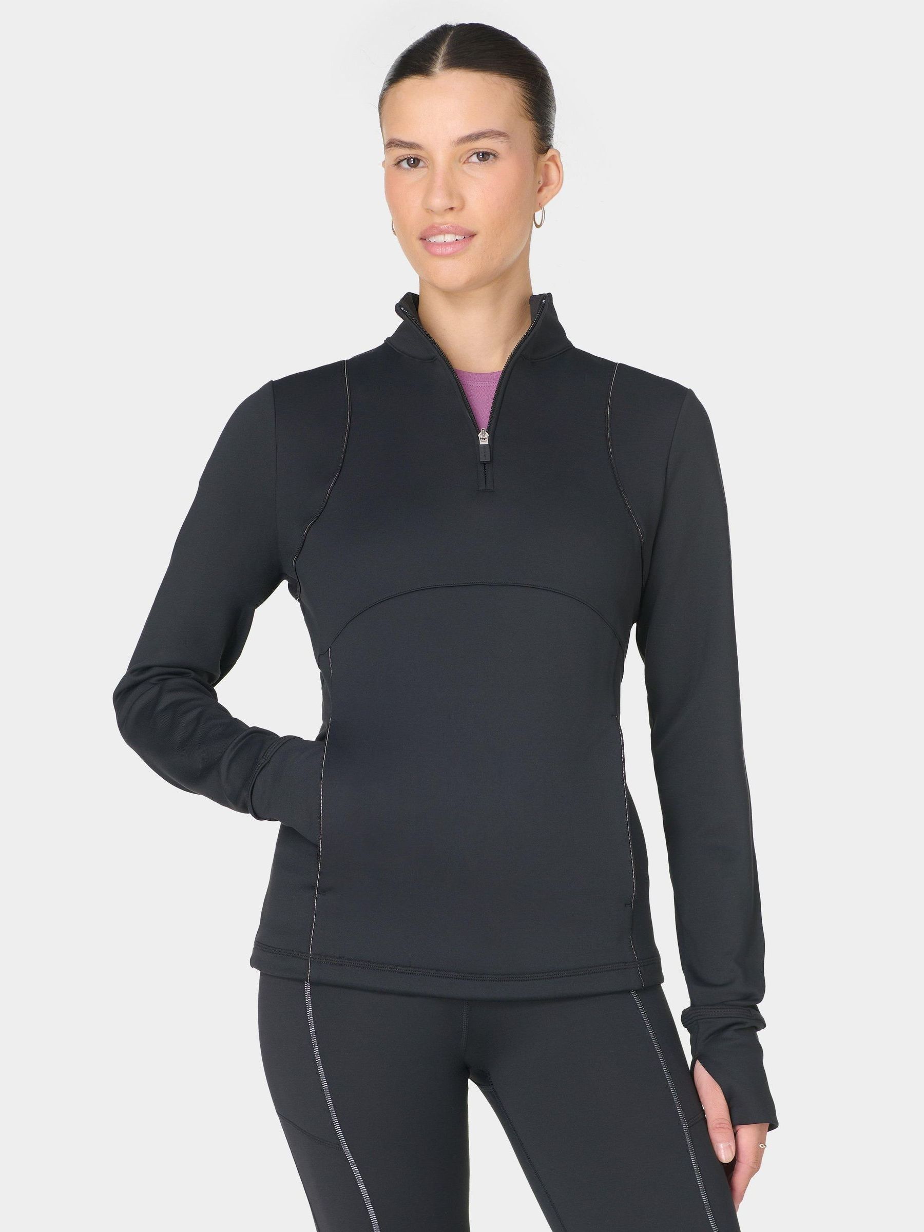 BETTY Buy Sweaty Betty Black Therma Half Zip Midlayer Sweatshirt from