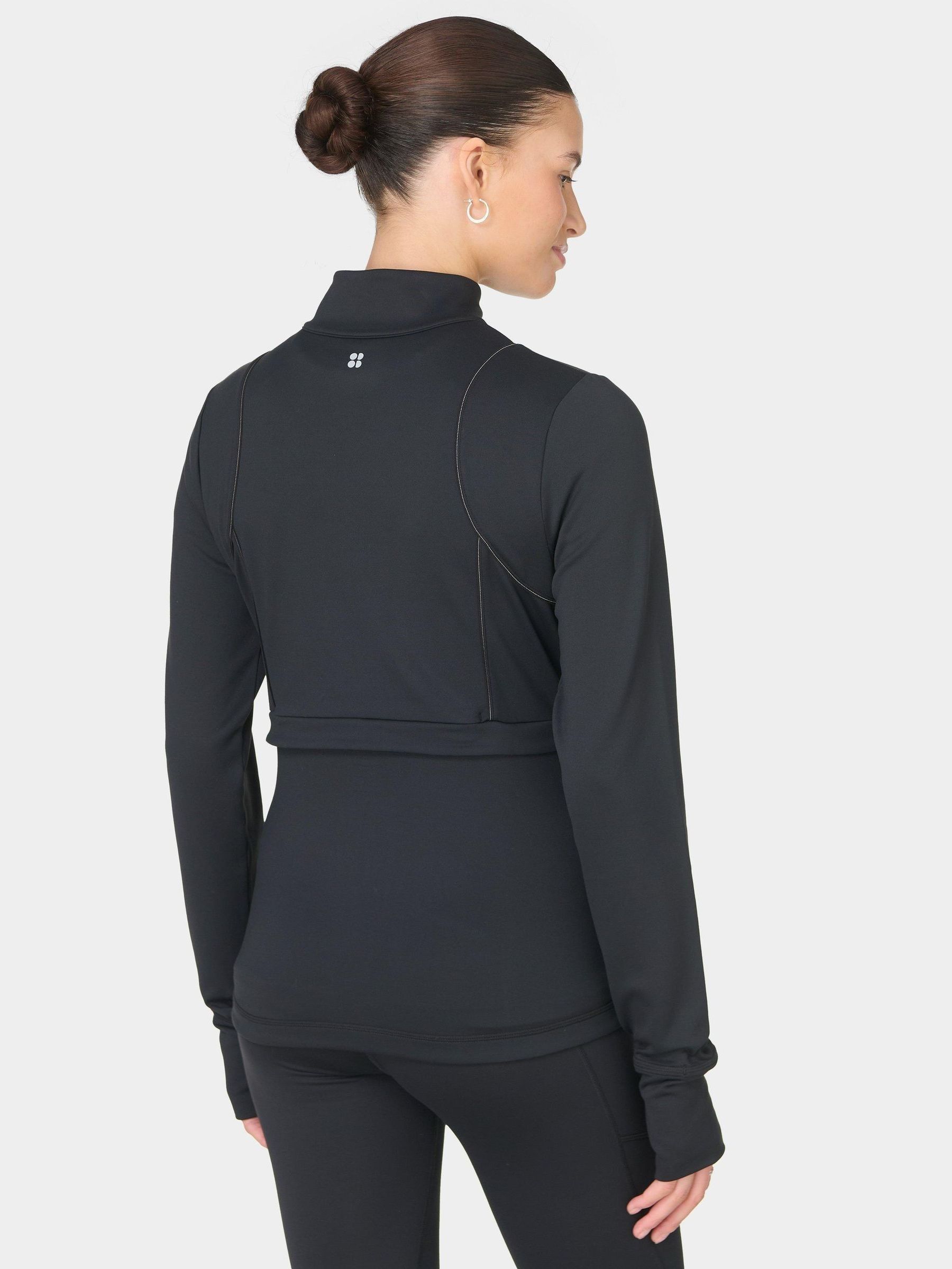 Buy Sweaty Betty Black Therma Half Zip Midlayer Sweatshirt from