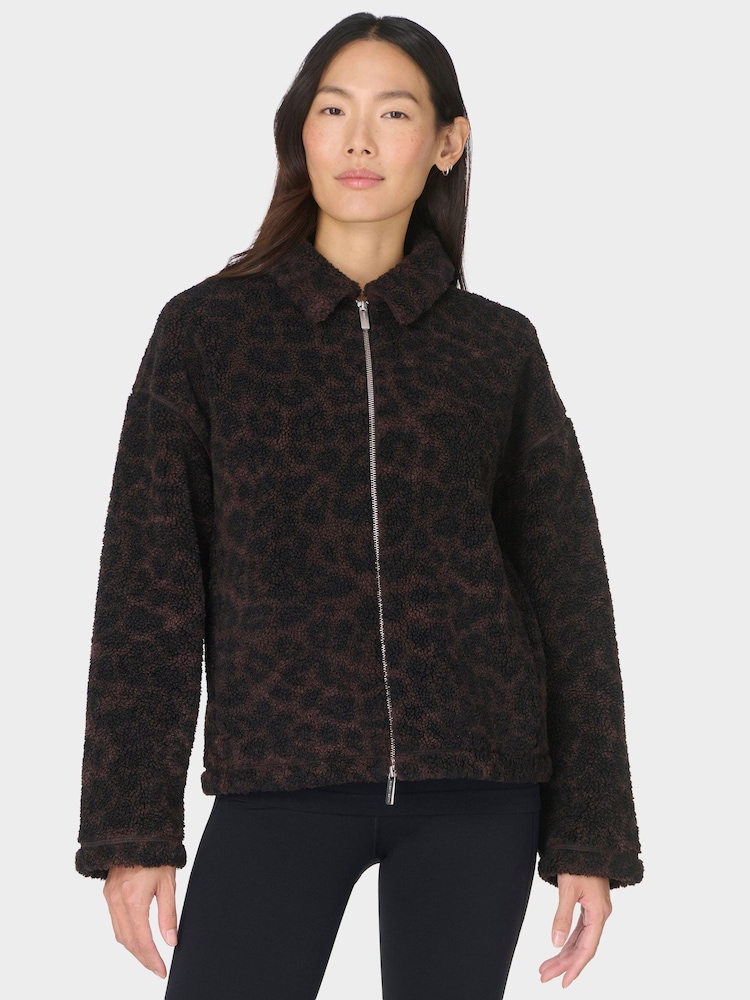 Sweaty Betty Brown Plush Collared Fleece - Image 2 of 5 Sweaty Betty Brown Plush Collared Fleece - Image 2 of 5