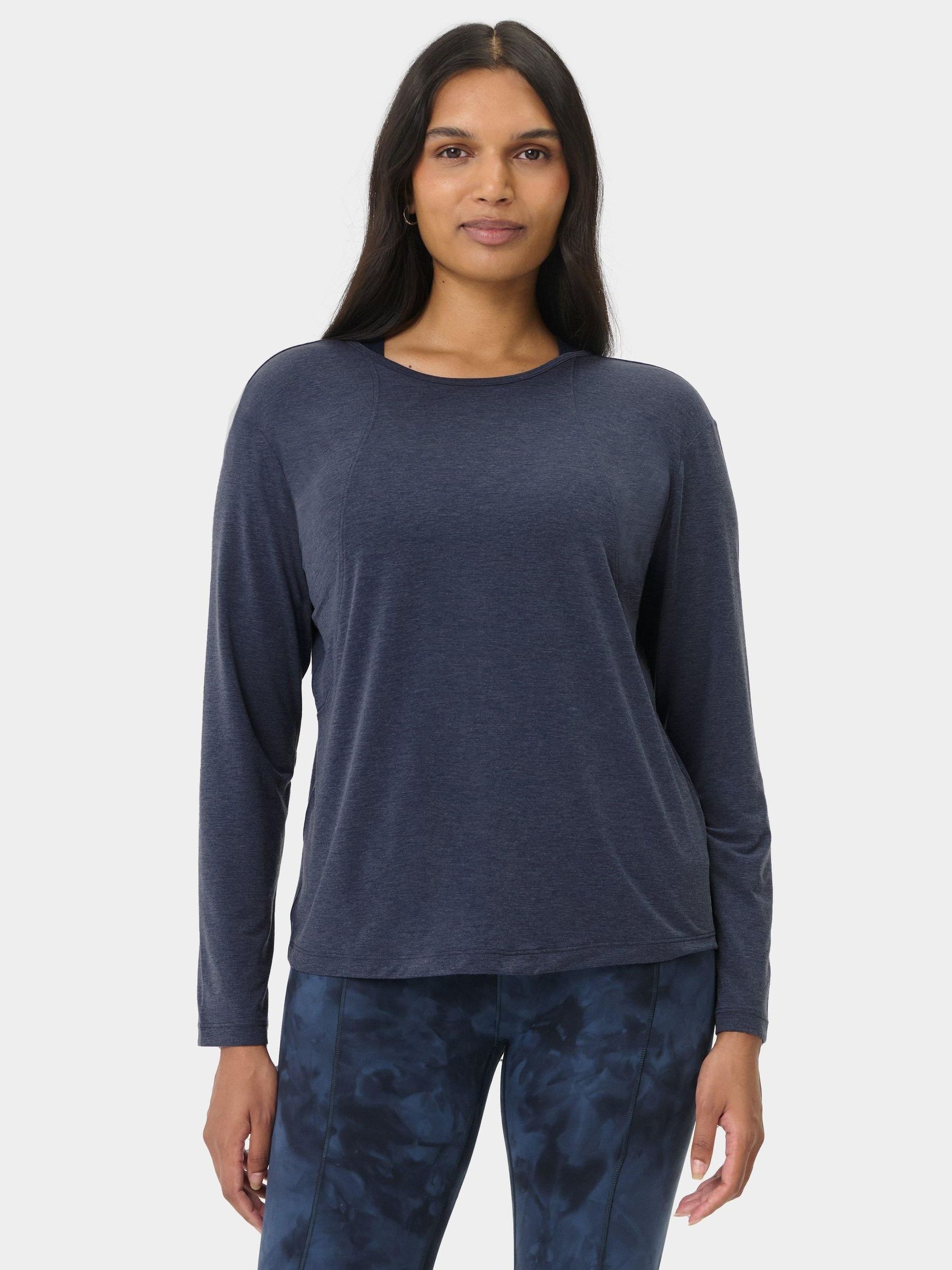 bettyblue03 Buy Sweaty Betty Blue Soft Flow Strappy Back Boxy Long Sleeve Top