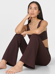 Sweaty Betty Brown Glow Flex Rib 32" Flare Trousers - Image 3 of 7