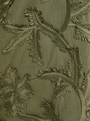 Love & Roses Khaki Green Palm 3D Tufted Beach Kaftan Cover-Up - Image 4 of 4