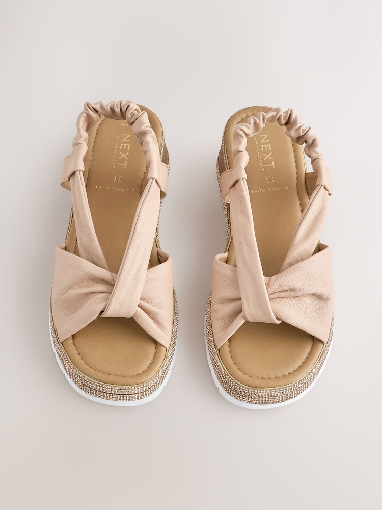 Nude Extra Wide Fit Forever Comfort® Slingback Shimmer Wedges - Image 1 of 5