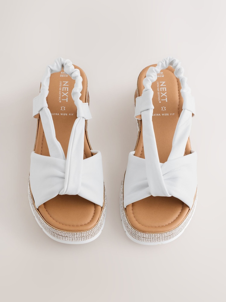 White Extra Wide Fit Forever Comfort® Slingback Shimmer Wedges - Image 1 of 5