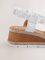 White Extra Wide Fit Forever Comfort® Slingback Shimmer Wedges - Image 7 of 9