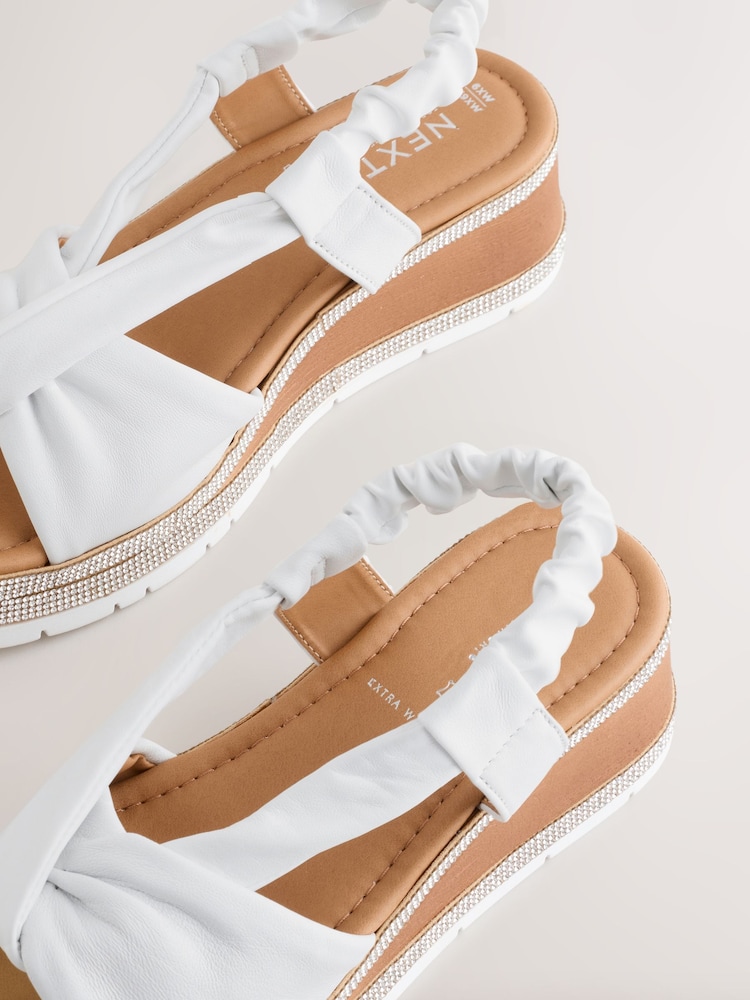 White Extra Wide Fit Forever Comfort® Slingback Shimmer Wedges - Image 9 of 9