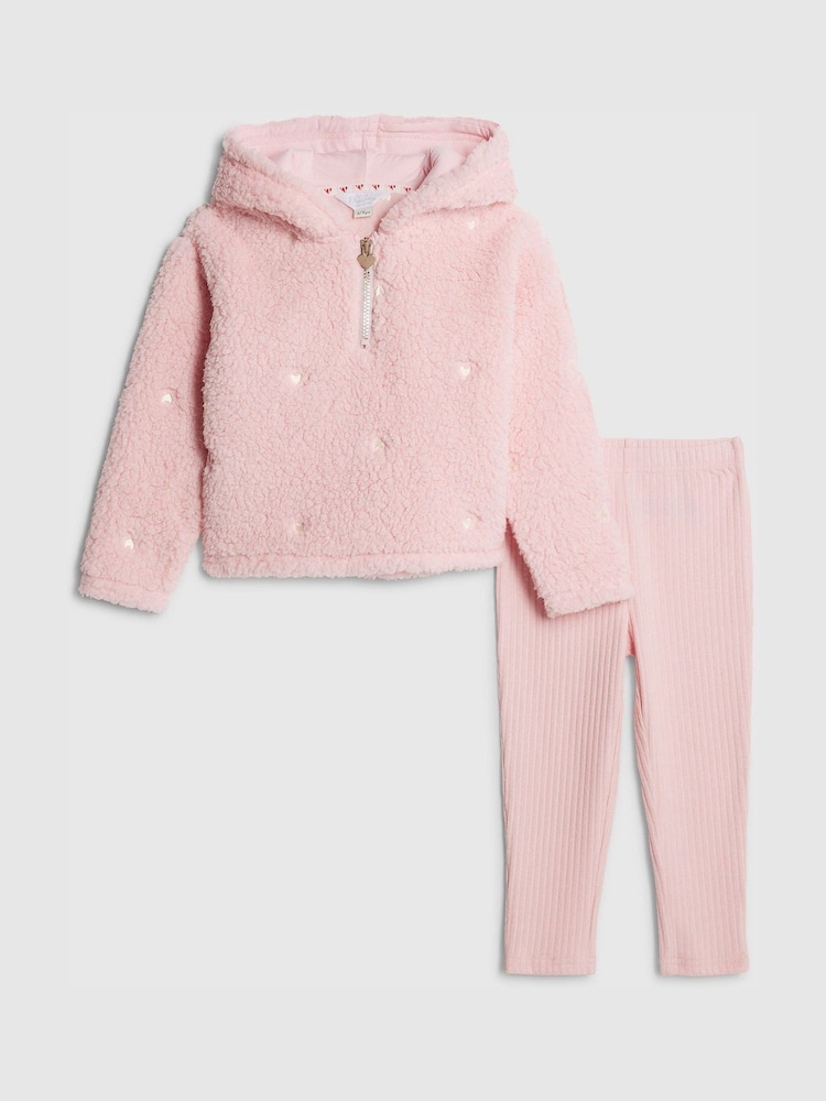 River Island Heart Borg Cosy Half Zip & Leggings Set - صورة 2 من 5 River Island Heart Borg Cosy Half Zip & Leggings Set - صورة 2 من 5