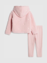 River Island Pink Heart Borg Cosy Half Zip & Leggings Set - Image 3 of 5