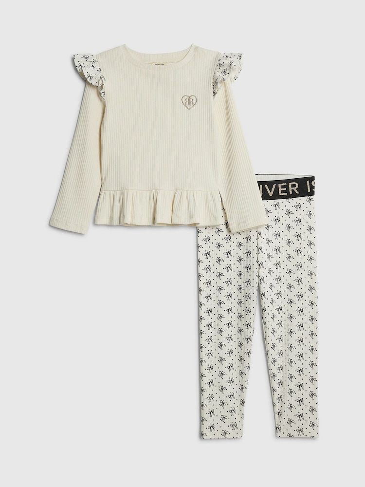 River Island Frill Long Sleeve Top & Leggings Set - صورة 1 من 5 River Island Frill Long Sleeve Top & Leggings Set - صورة 1 من 5