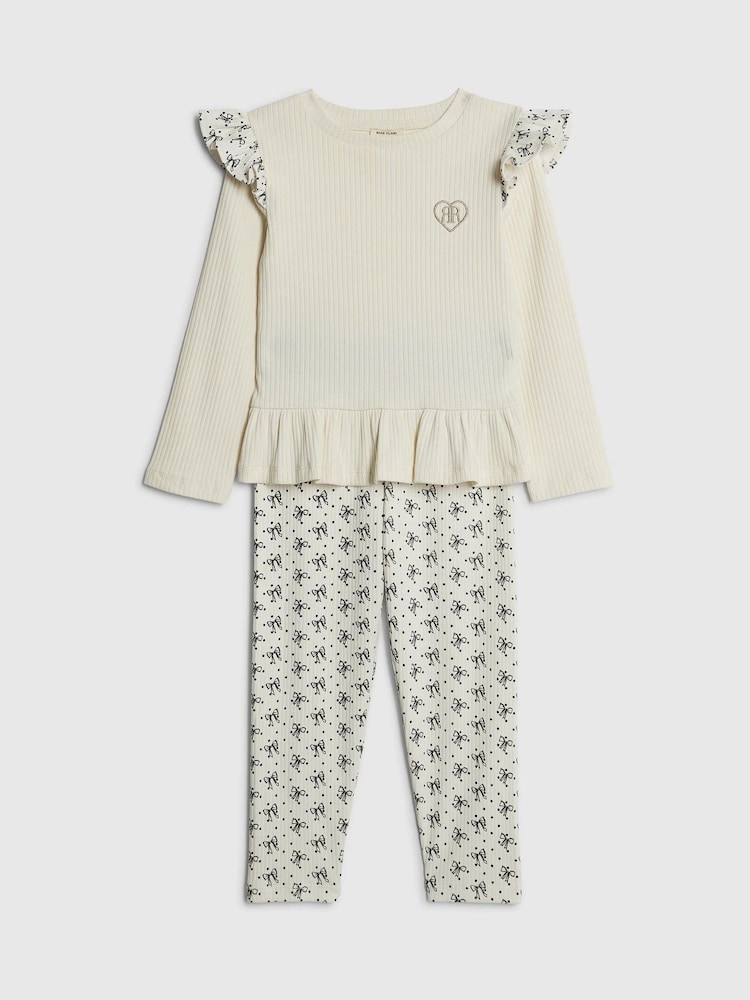 River Island Frill Long Sleeve Top & Leggings Set - صورة 2 من 5 River Island Frill Long Sleeve Top & Leggings Set - صورة 2 من 5