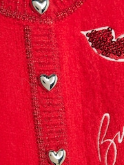 River Island Red Doodle Christmas Cardigan - Image 3 of 4