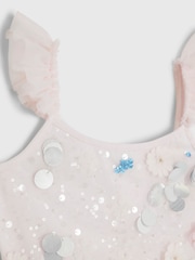 River Island Pink Flower Sequin Tulle Dress - Image 4 of 4