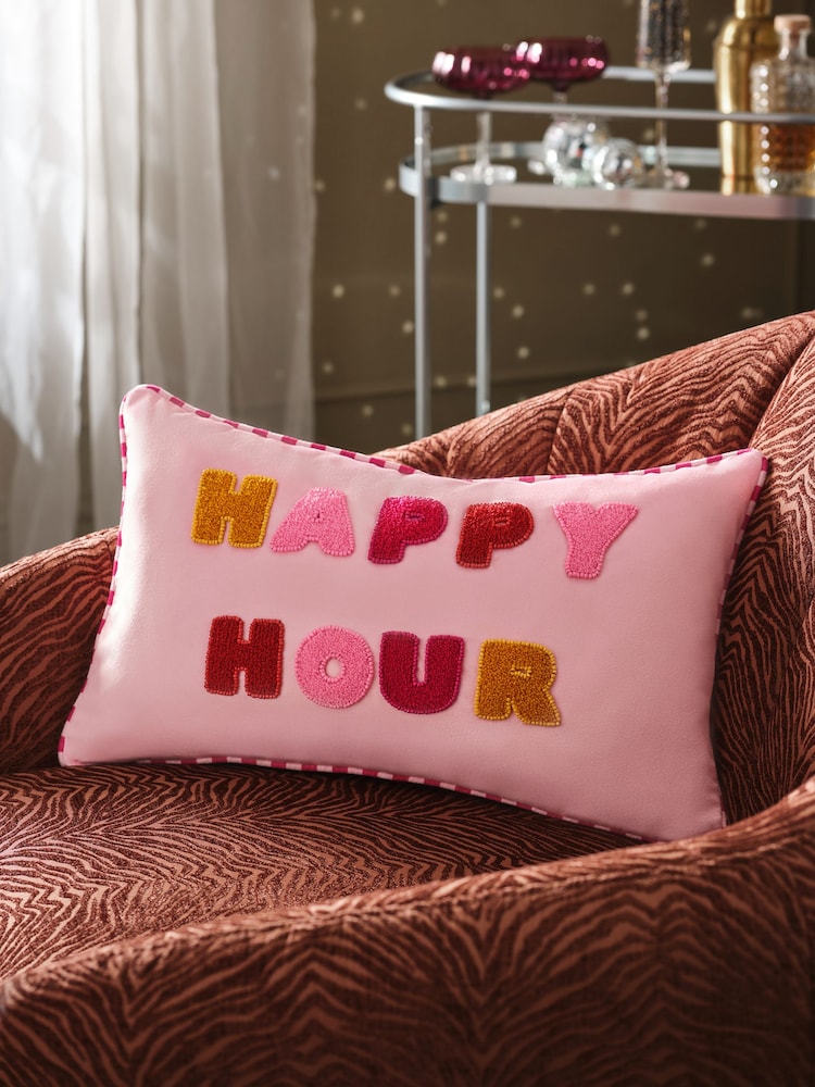 Multi 50 x 30cm Embellished Happy Hour Cushion - Image 1 of 4