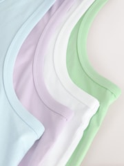 Blue/White/Green/Lilac Cotton Vests 4 Pack - Image 10 of 11