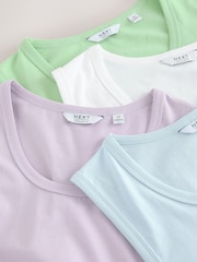 Blue/White/Green/Lilac Cotton Vests 4 Pack - Image 11 of 11