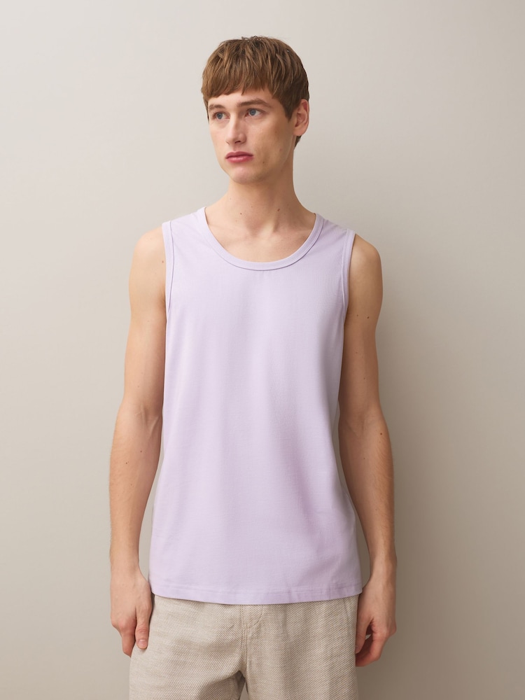 Blue/White/Green/Lilac Cotton Vests 4 Pack - Image 2 of 11