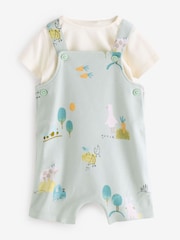 Green Animal Print Dungarees and T-Shirts Set 2 Piece - Image 1 of 2