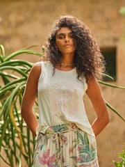 FatFace Paloma White Palm Tree Graphic Tank Top - Image 1 of 7