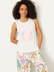 FatFace Paloma White Palm Tree Graphic Tank Top - Image 2 of 7