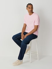 Light Pink Regular Fit Essential Crew Neck Cotton T-Shirt - Image 2 of 7