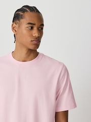 Light Pink Regular Fit Essential Crew Neck Cotton T-Shirt - Image 4 of 7