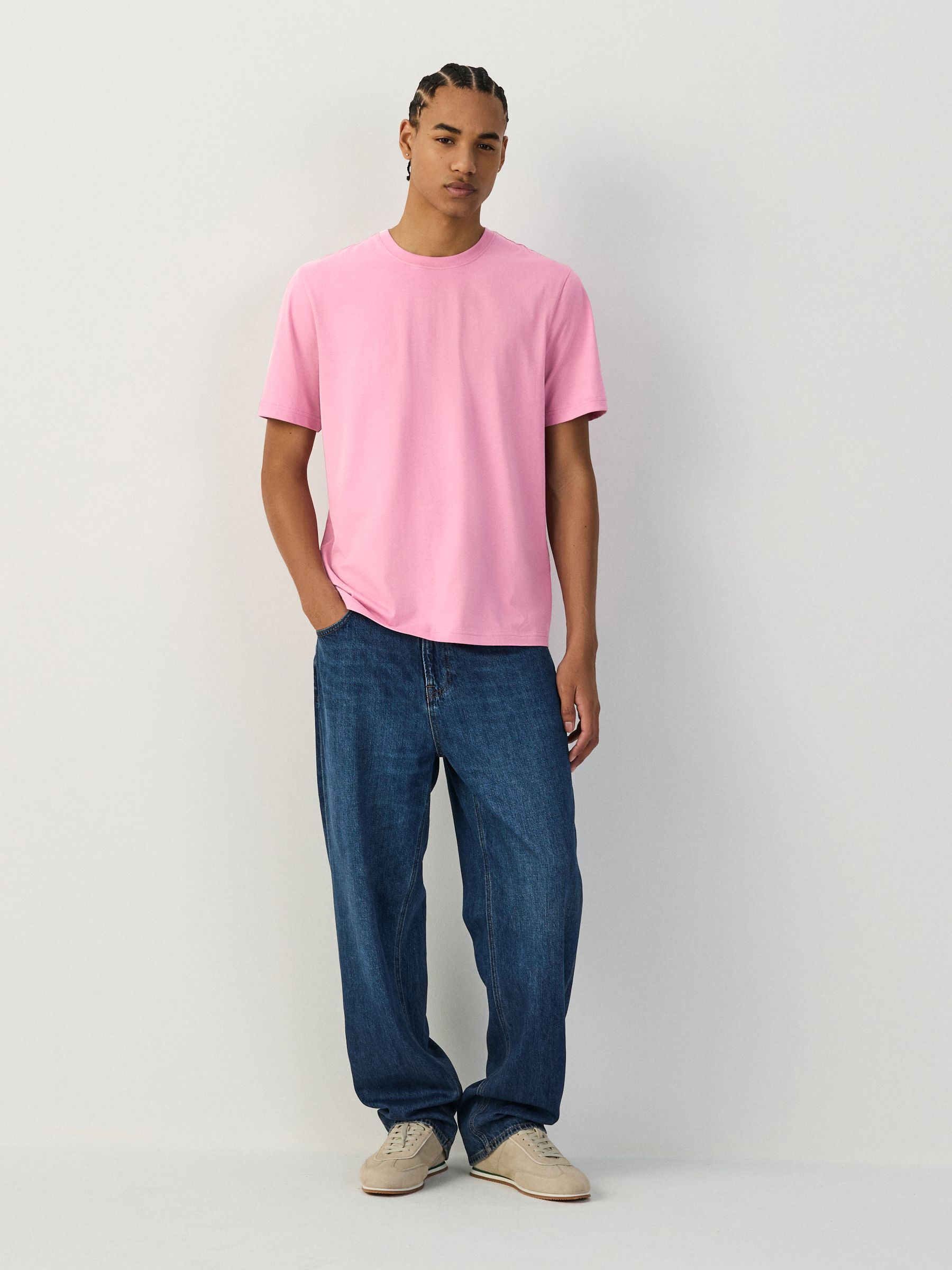 Buy Pink Candy Regular Fit Essential Crew Neck Cotton T-Shirt from