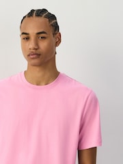 Candy Pink Regular Fit Essential Crew Neck Cotton T-Shirt - Image 5 of 8