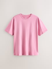 Candy Pink Regular Fit Essential Crew Neck Cotton T-Shirt - Image 6 of 8