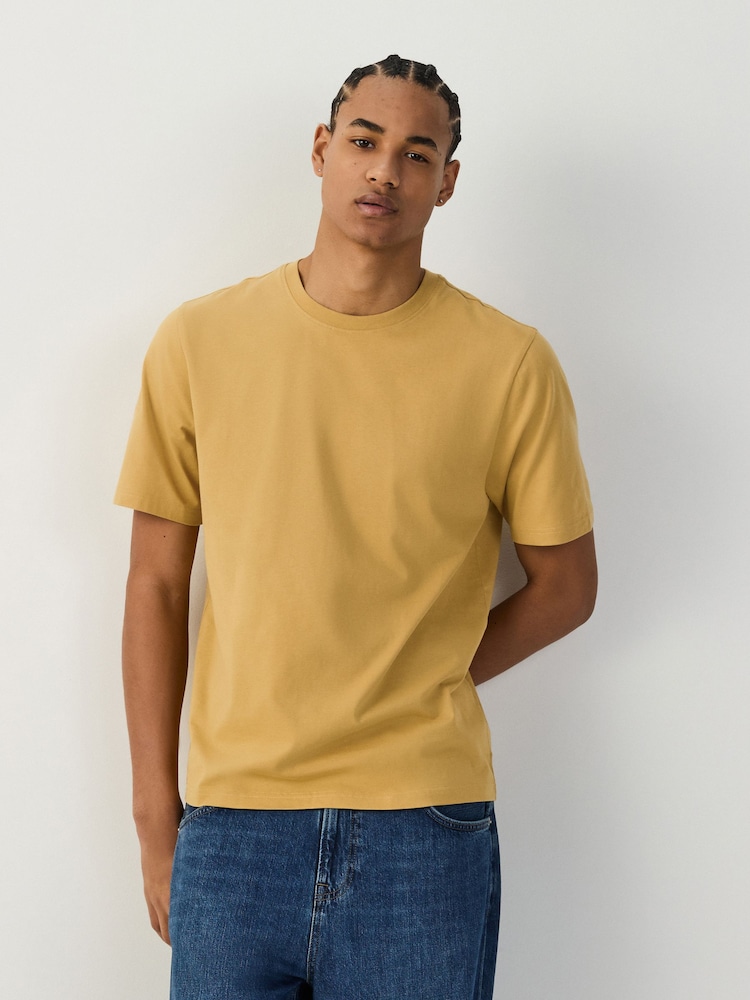 Yellow Regular Fit Essential Crew Neck Cotton T-Shirt - Image 1 of 8