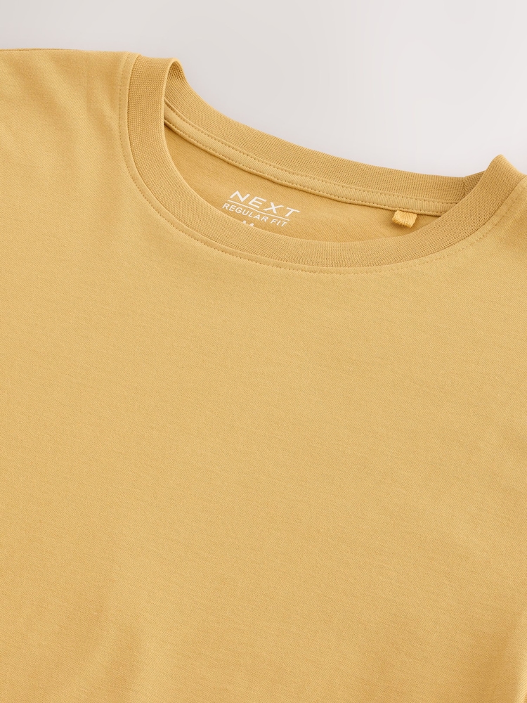 Yellow Regular Fit Essential Crew Neck Cotton T-Shirt - Image 8 of 8