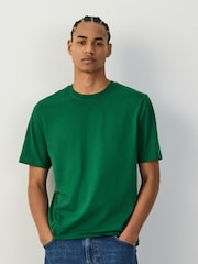 Bright Green Regular Fit Essential Crew Neck Cotton T-Shirt - Image 1 of 7