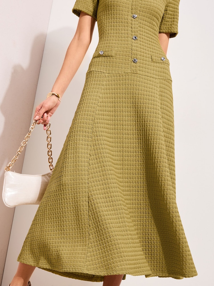 Buy Friends Like These Olive Green Dropped Waist Textured Jersey Maxi Dress from Next Macau Buy Friends Like These Olive Green Dropped Waist Textured Jersey Maxi Dress from Next Macau