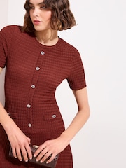 Friends Like These Chocolate Brown Dropped Waist Textured Jersey Maxi Dress - Image 2 of 4