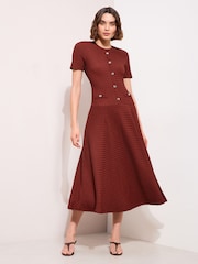 Friends Like These Chocolate Brown Dropped Waist Textured Jersey Maxi Dress - Image 3 of 4